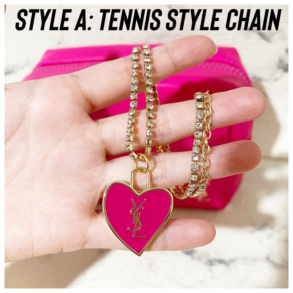 YSL Beauty Pink Heart Necklace & Pouch (Pendant is the Zipper Pull) - Picture 5 of 17